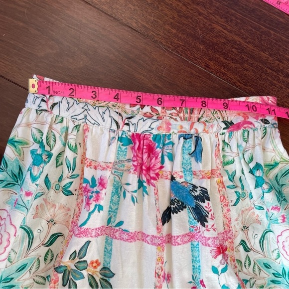 Hemant and Nandita Cotton High Waist Printed Midi Skirt Slit Tiered Colorful XS - Picture 12 of 13